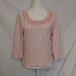Ruby Rd. Pale Pink 3/4 Sleeve Top